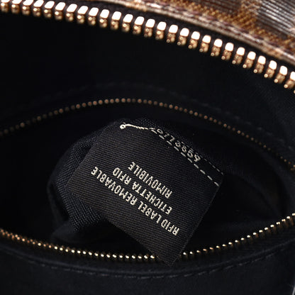 Fendi Glazed Fabric Vitello Century FF 1974 Stamp Patch Mini Backpack Mogano Panna Black 7 of 11