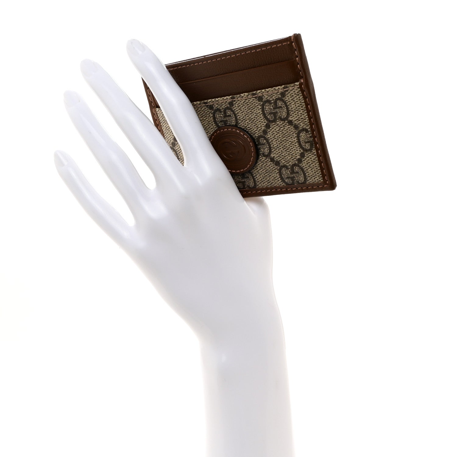 Gucci GG Supreme Monogram Azalea Calfskin Retro Interlocking G Card Holder Beige Ebony Brown Sugar 2 of 7
