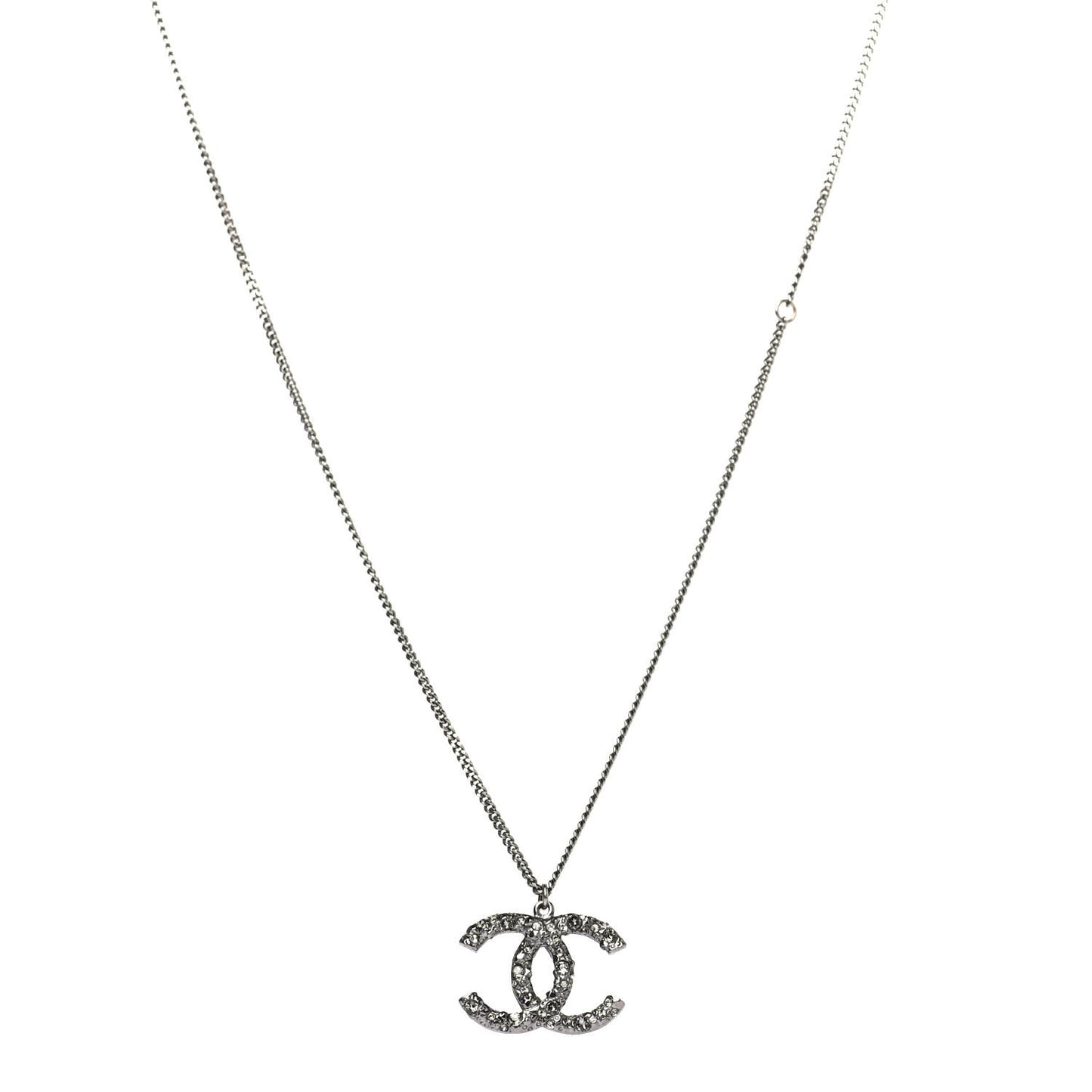 Crystal CC Pendant Necklace Silver