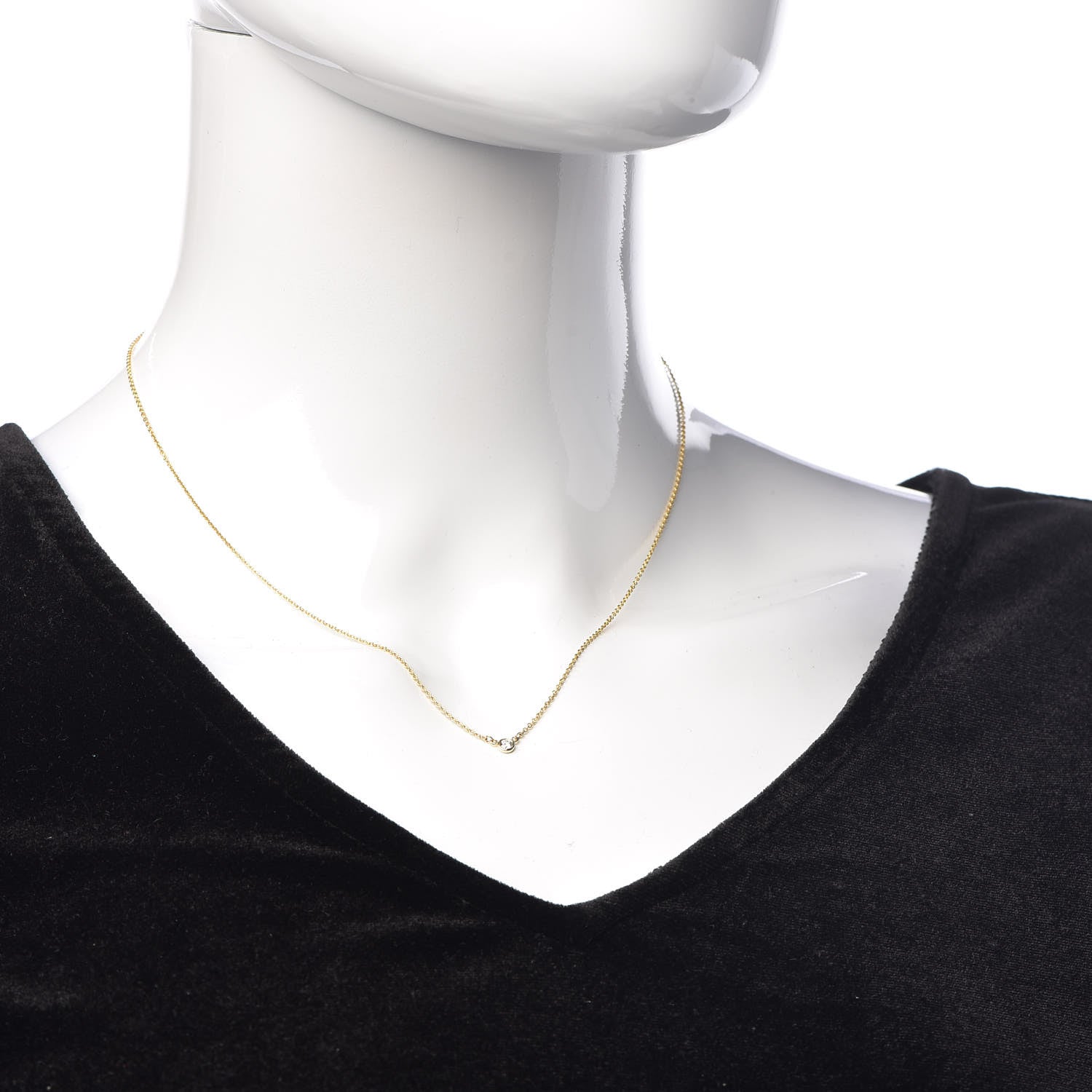 Tiffany 18K Yellow Gold Diamond .05ct Elsa Peretti Diamonds by the Yard Pendant Necklace 2 of 7