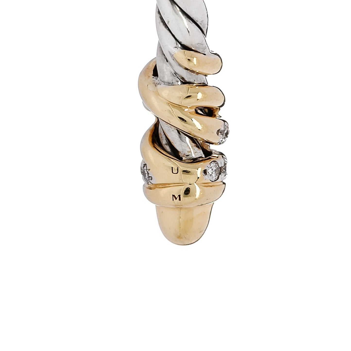 Sterling Silver 18K Yellow Gold Diamond 3mm Petite Helena Cuff Bracelet
