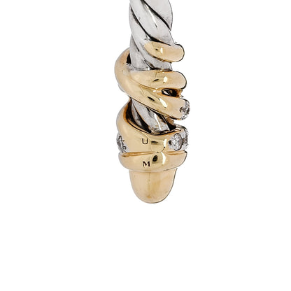 David Yurman Sterling Silver 18K Yellow Gold Diamond 3mm Petite Helena Cuff Bracelet 4 of 4