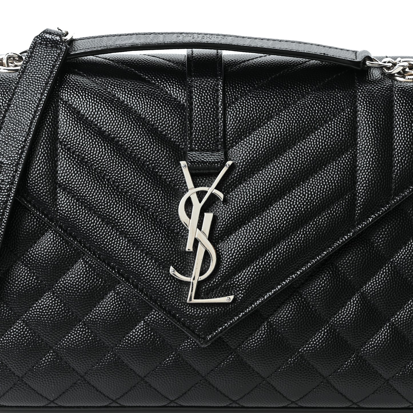 Grain De Poudre Textured Mixed Matelasse Triquilt Medium Monogram Satchel Black
