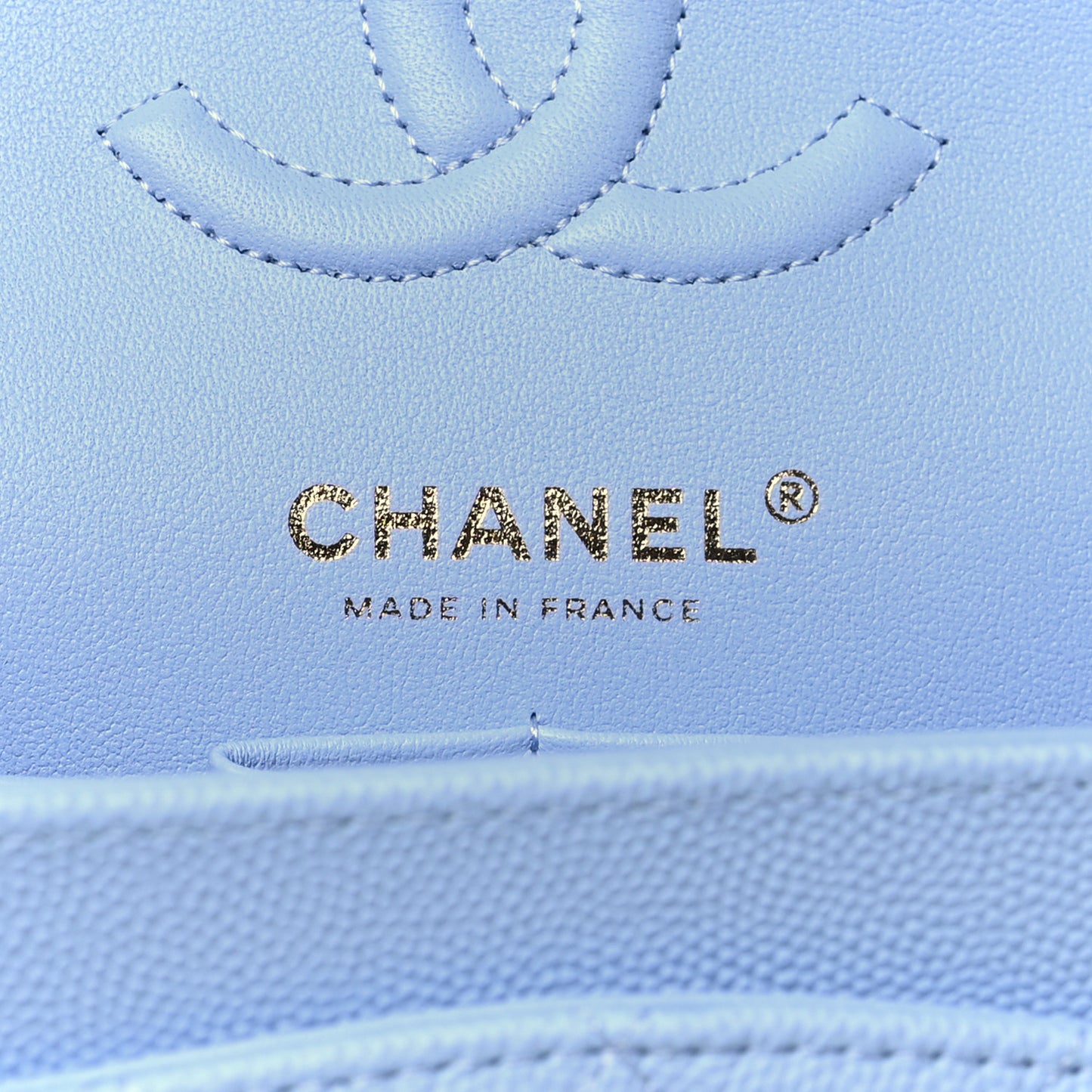 Caviar Quilted Small Double Flap Light Blue