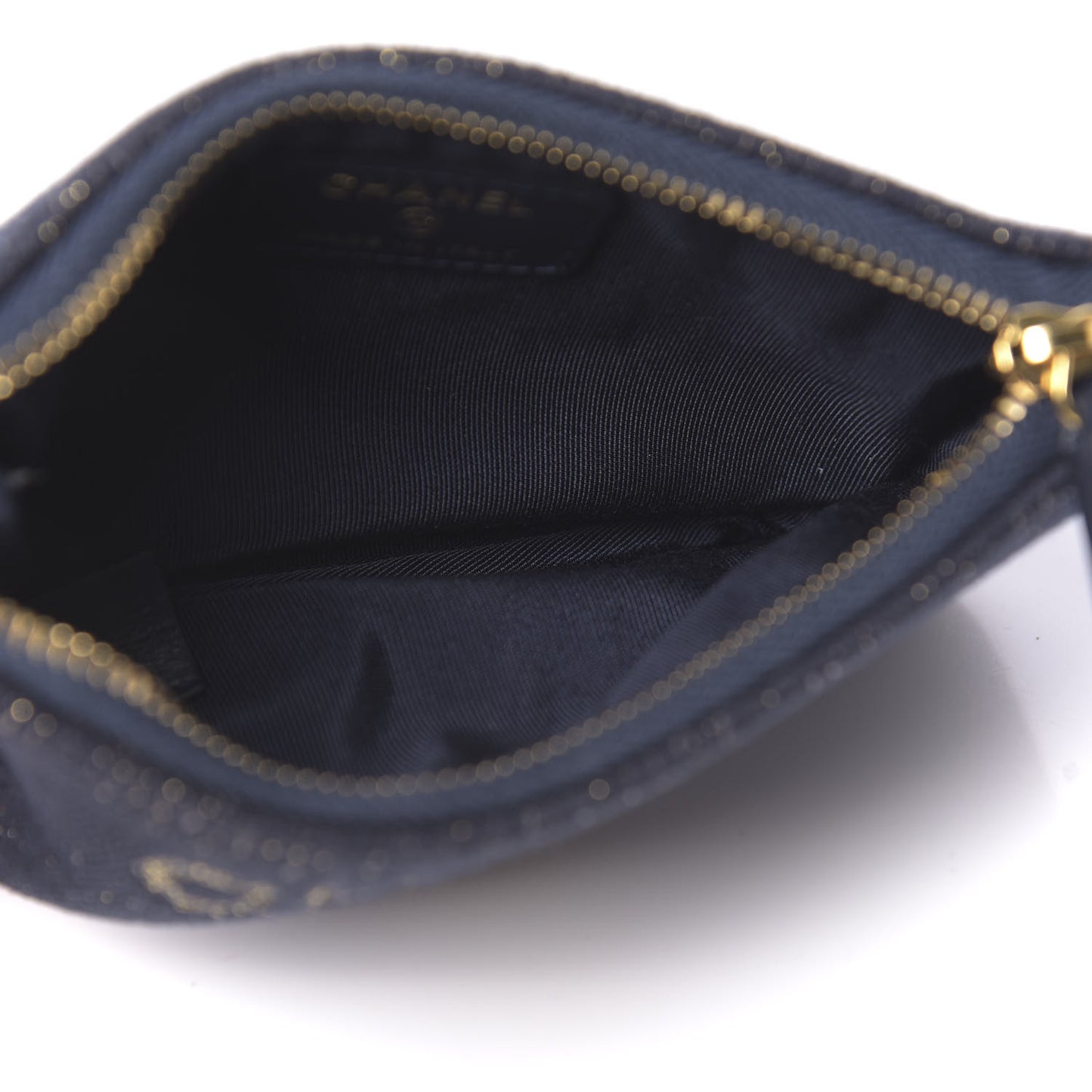 Lurex Canvas Deauville Cosmetic Pouch Navy Blue Gold