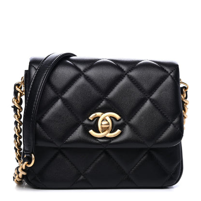 Chanel Lambskin Quilted Mini Side Note Flap Black 1 of 4