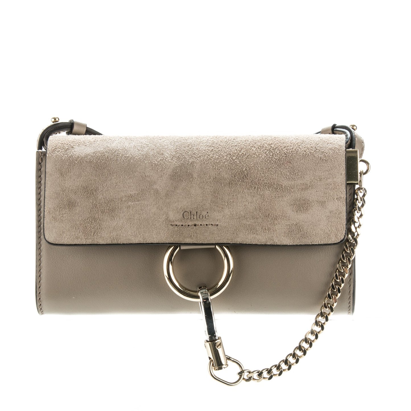 Suede Calfskin Mini Faye Shoulder Bag Motty Grey