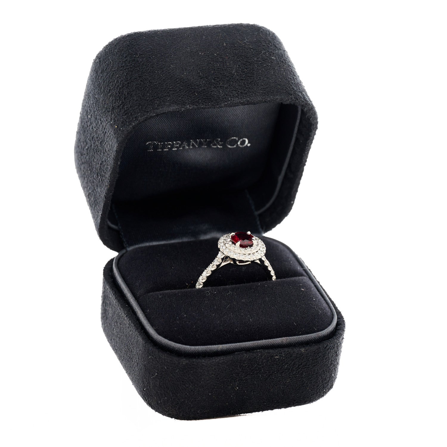 Tiffany Platinum Diamond Ruby Soleste Ring 53 6.25 7 of 7
