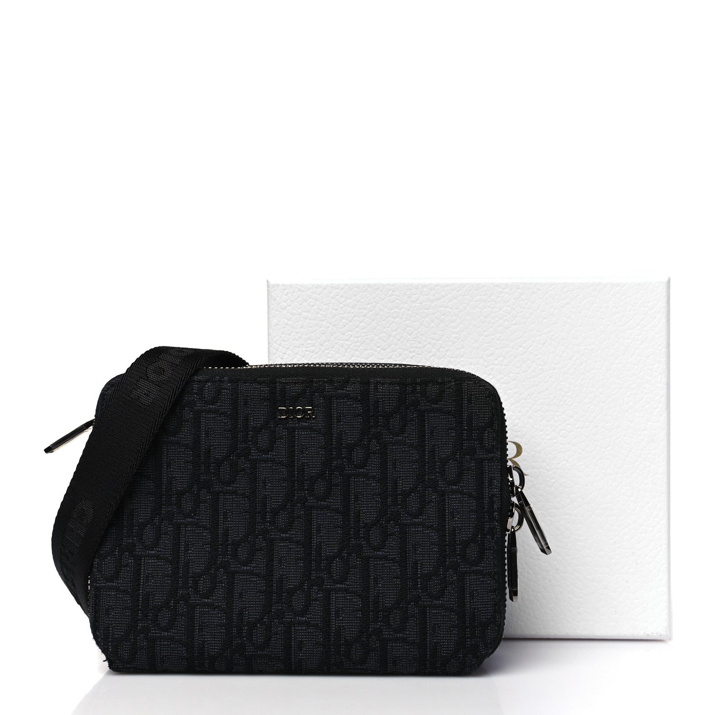 Oblique Zipped With Strap Pouch Black