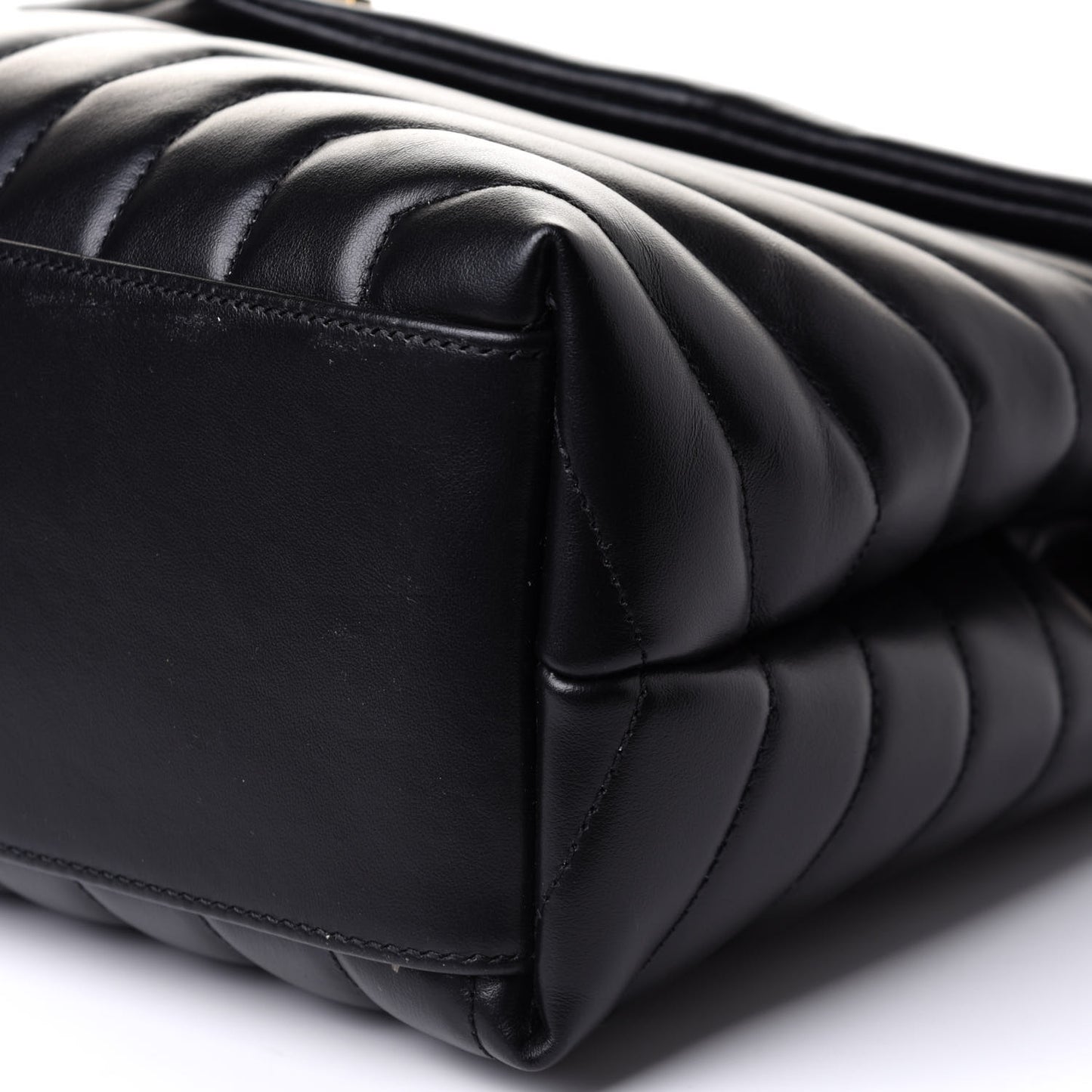 Calfskin Y Quilted Monogram Medium Loulou Chain Satchel Black