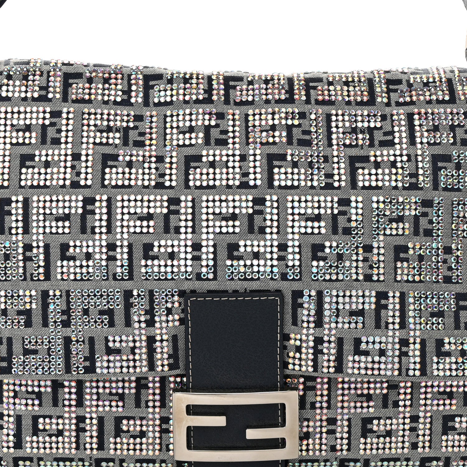 Fendi Zucchino Crystal Mama Baguette Navy 8 of 15