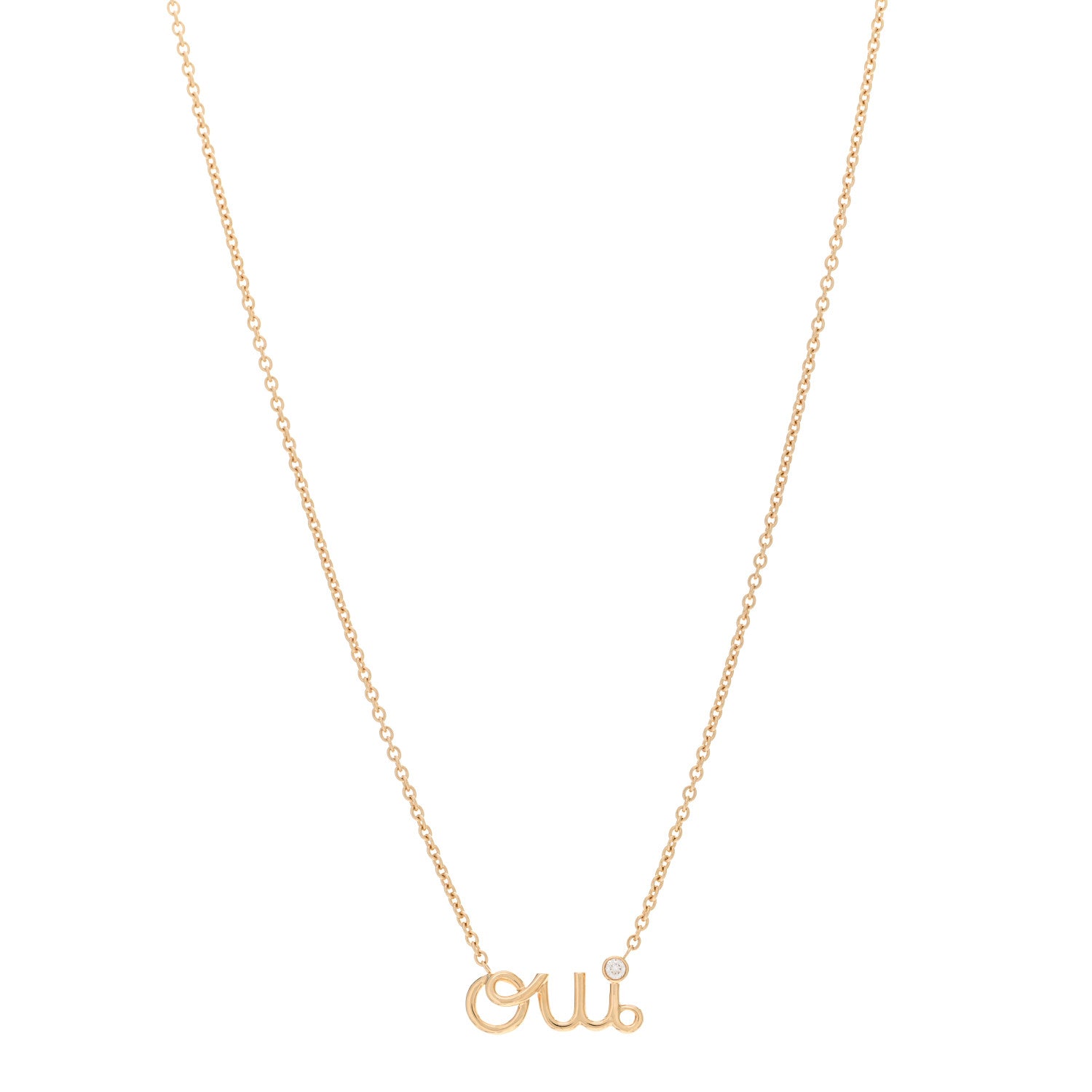 Christian Dior 18K Yellow Gold Diamond Oui Pendant Necklace 1 of 4
