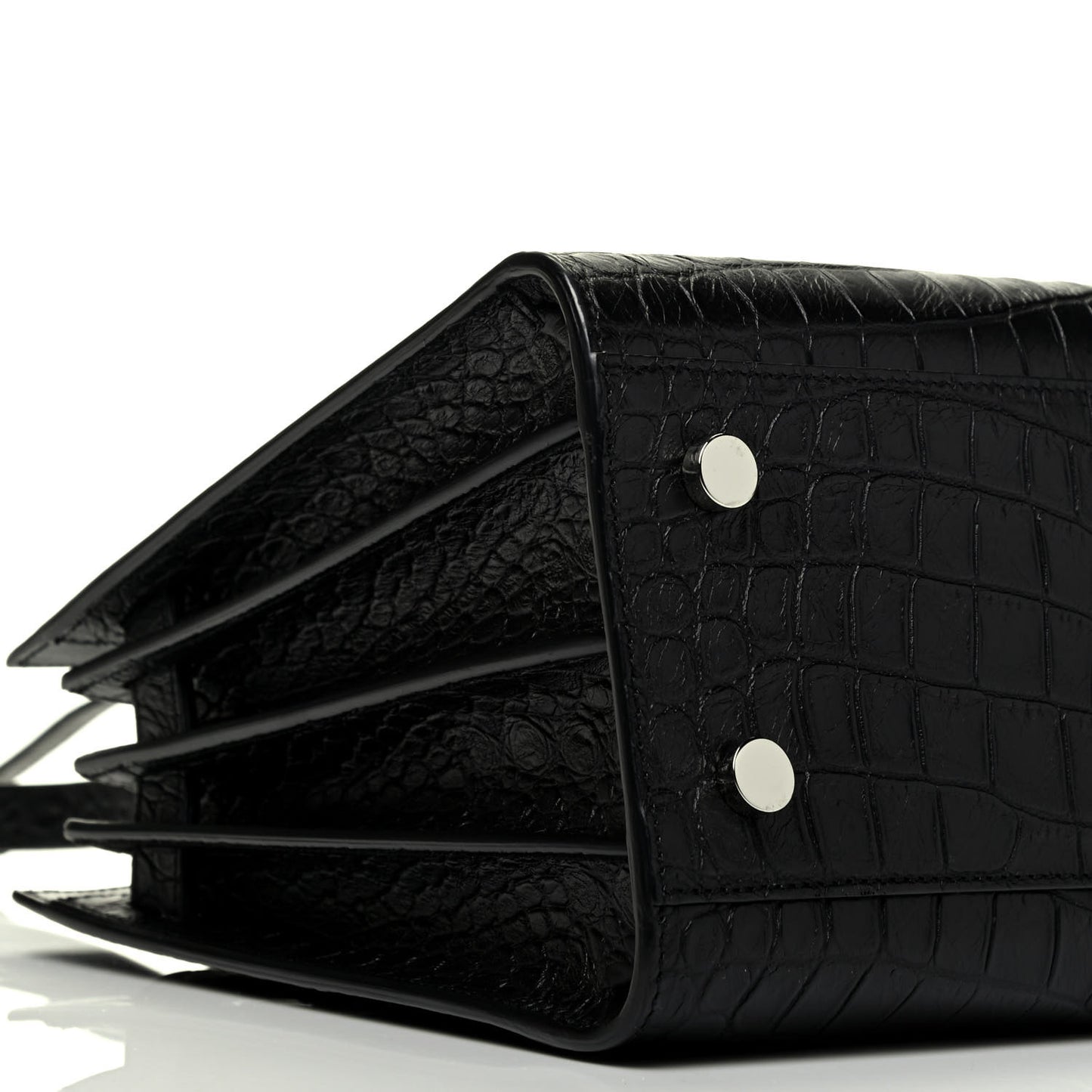 Calfskin Crocodile Embossed Baby Sac De Jour Black