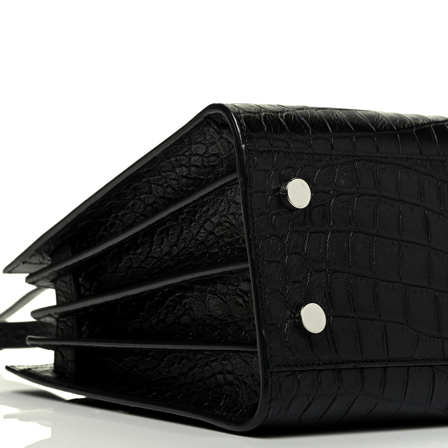 Saint Laurent Calfskin Crocodile Embossed Baby Sac De Jour Black 9 of 10
