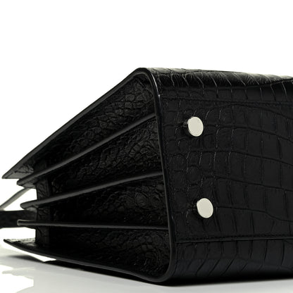 Saint Laurent Calfskin Crocodile Embossed Baby Sac De Jour Black 9 of 10