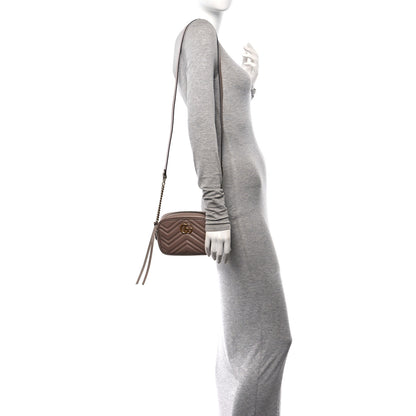 Gucci Calfskin Matelasse Mini GG Marmont Chain Shoulder Bag Nude 2 of 10