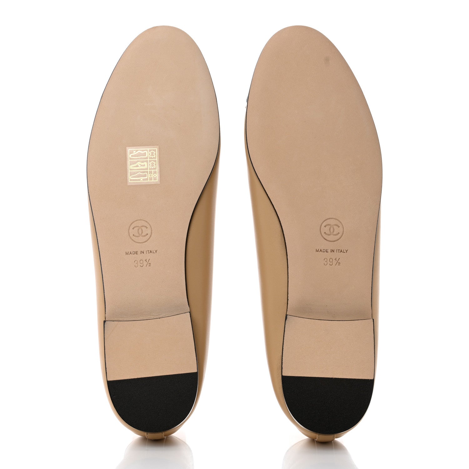 Chanel Lambskin Cap Toe CC Ballerina Flats 39.5 Beige Black 5 of 9