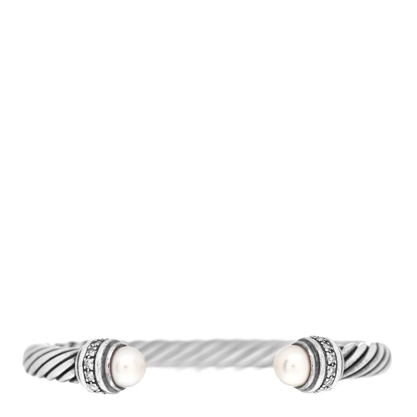 Sterling Silver Diamond Pearl 7mm Cable Classics Bracelet