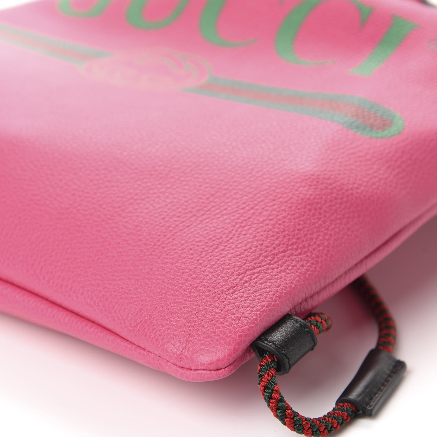 Gucci Grained Calfskin Logo Drawstring Backpack Box Pink Green Black 6 of 9