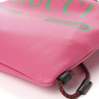 Gucci Grained Calfskin Logo Drawstring Backpack Box Pink Green Black 6 of 9