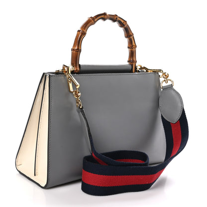 Gucci Nappa Bamboo Web Small Nymphaea Top Handle Bag Deep Grey Mystic White 3 of 11