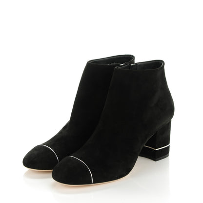 Chanel Suede Calfskin Short Boots 39.5 Black 3 of 7