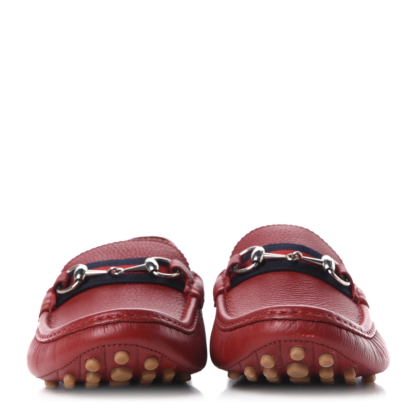 Calfskin Mens Horsebit Web Driver Loafers 11 Rosso