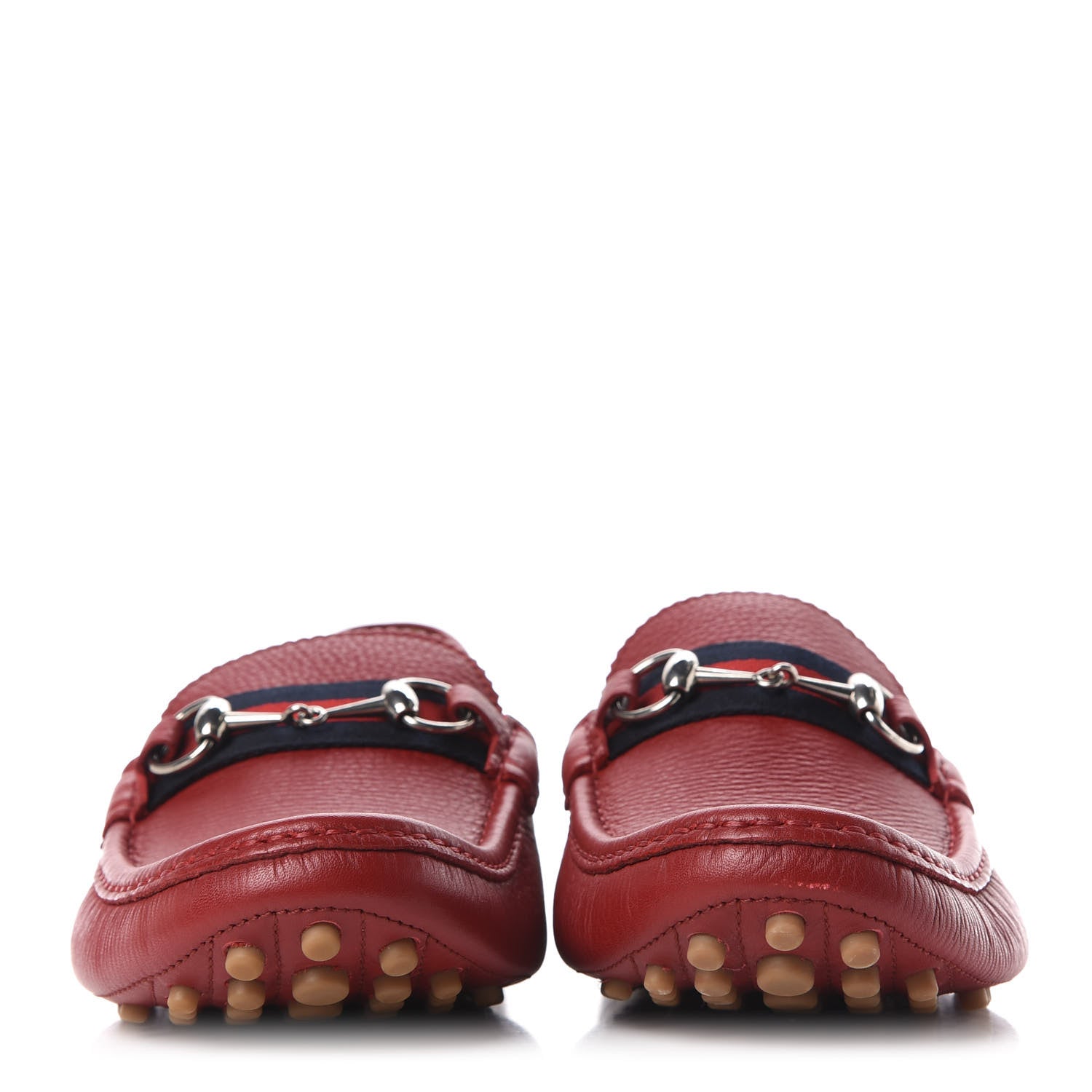 Gucci Calfskin Mens Horsebit Web Driver Loafers 11 Rosso 2 of 11