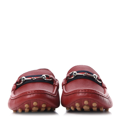 Gucci Calfskin Mens Horsebit Web Driver Loafers 11 Rosso 2 of 11