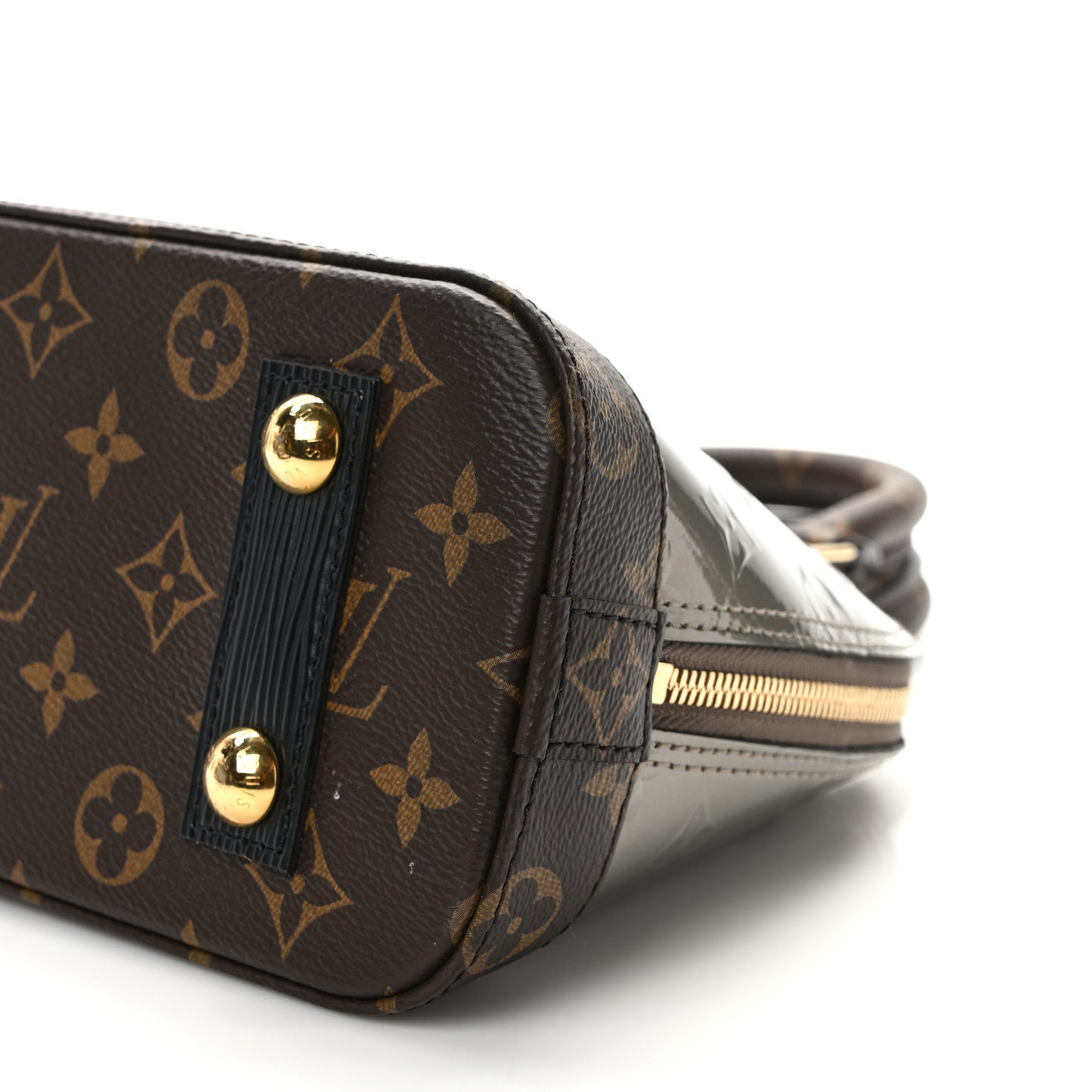 LOUIS VUITTON Vernis Monogram Alma BB Taupe Metallise