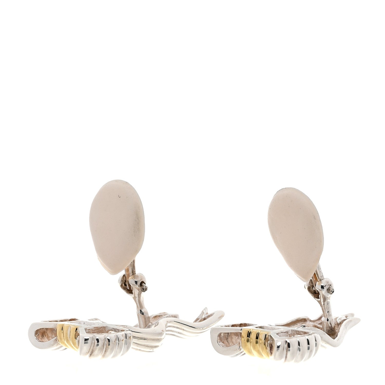 Tiffany Sterling Silver 18K Yellow Gold Bow Clip On Earrings 4 of 6
