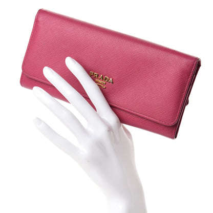 Prada Saffiano Metal Continental Flap Wallet Peonia 2 of 11