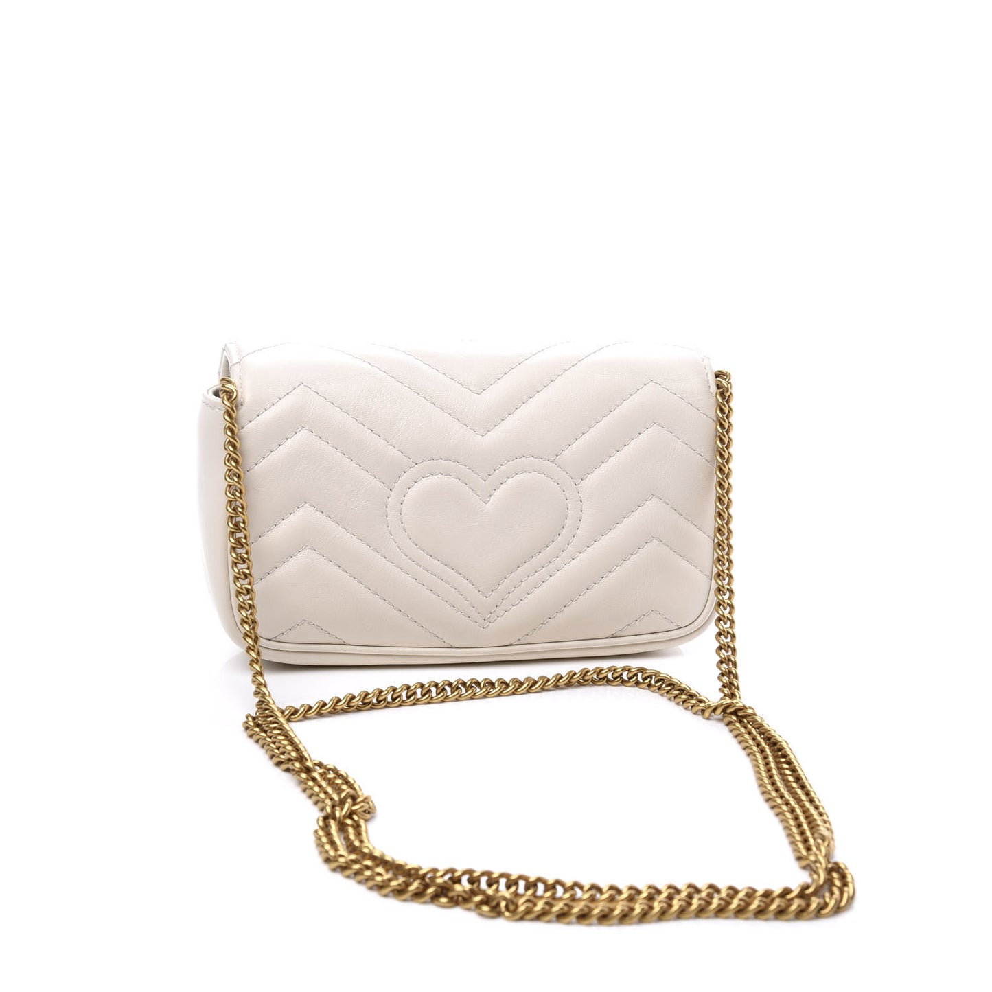 Calfskin Matelasse Super Mini GG Marmont Shoulder Bag White
