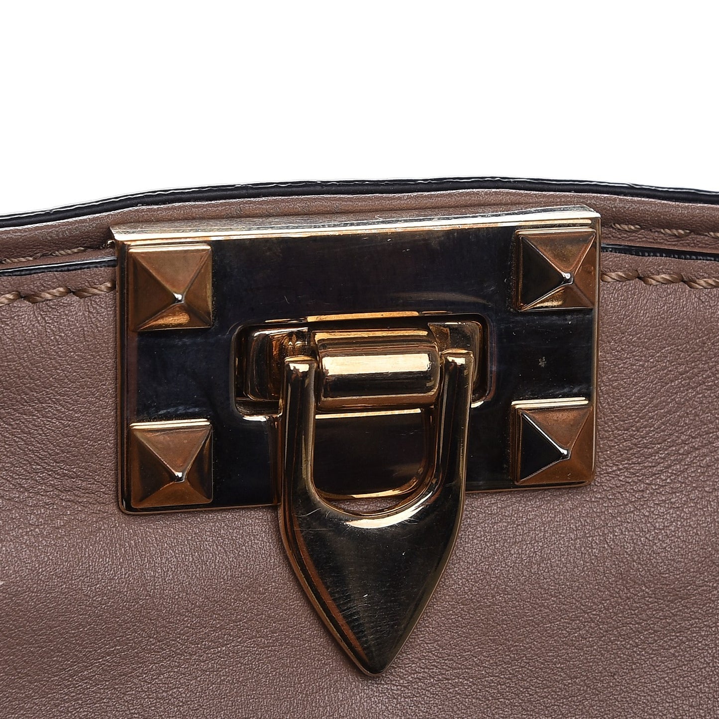 Calfskin Rockstud New Dome Bucket Tote Poudre