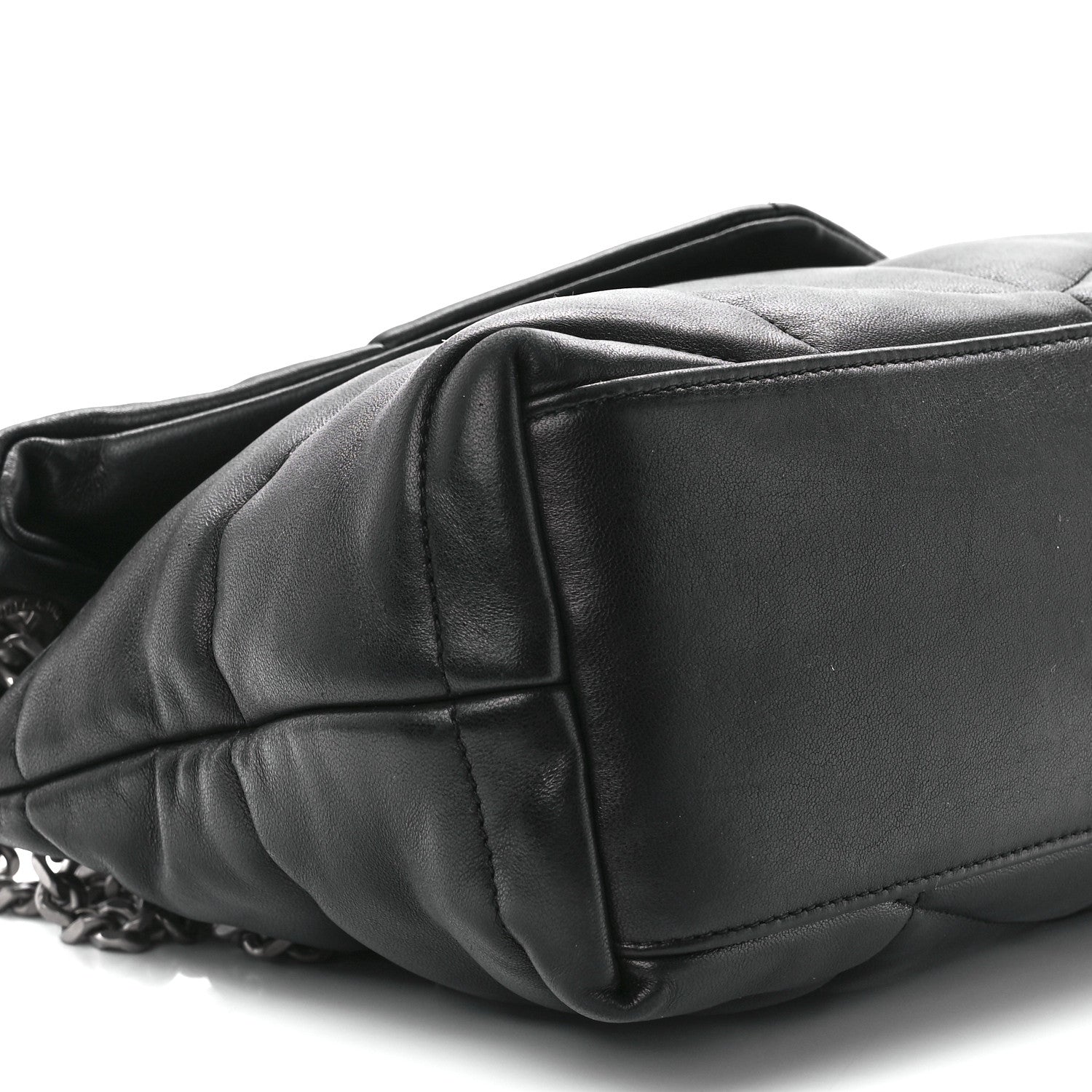 Saint Laurent Lambskin Quilted Small Loulou Puffer Monogram Chain Satchel Black 11 of 12