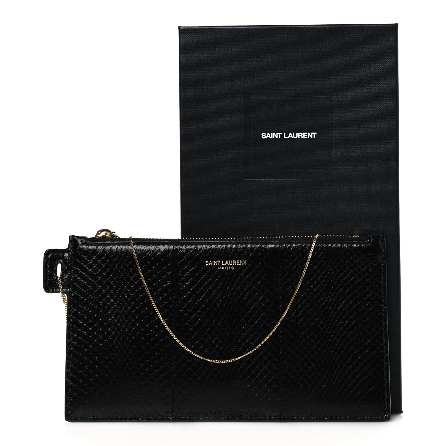 Saint Laurent Snakeskin Pouch With Chain Black 8 of 8