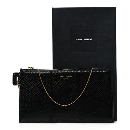 Saint Laurent Snakeskin Pouch With Chain Black 8 of 8