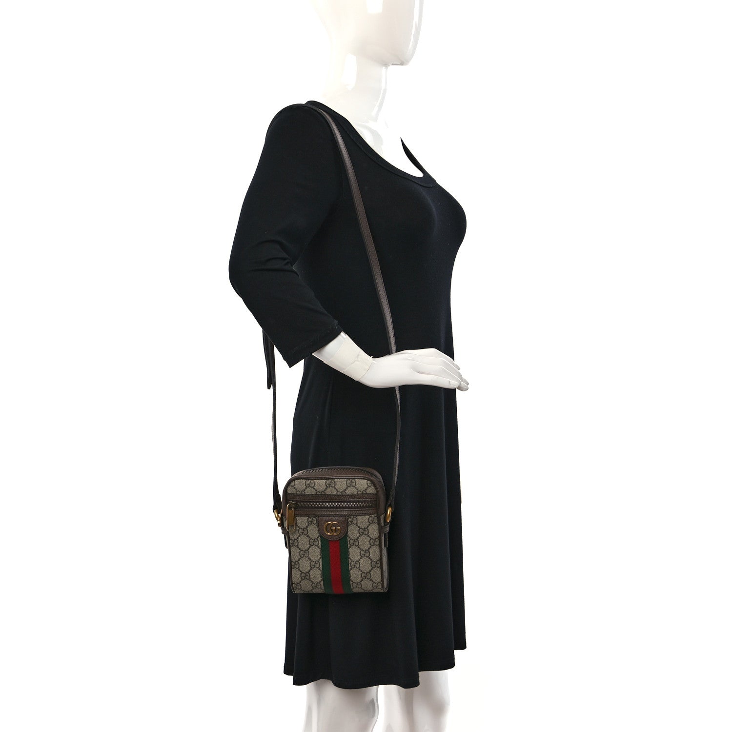 Gucci GG Supreme Monogram Web Mini Ophidia Messenger Brown 2 of 11