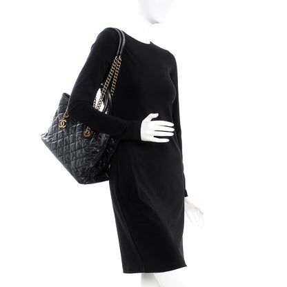Chanel Glazed Caviar Quilted Small Shiva Tote Black 2 of 11