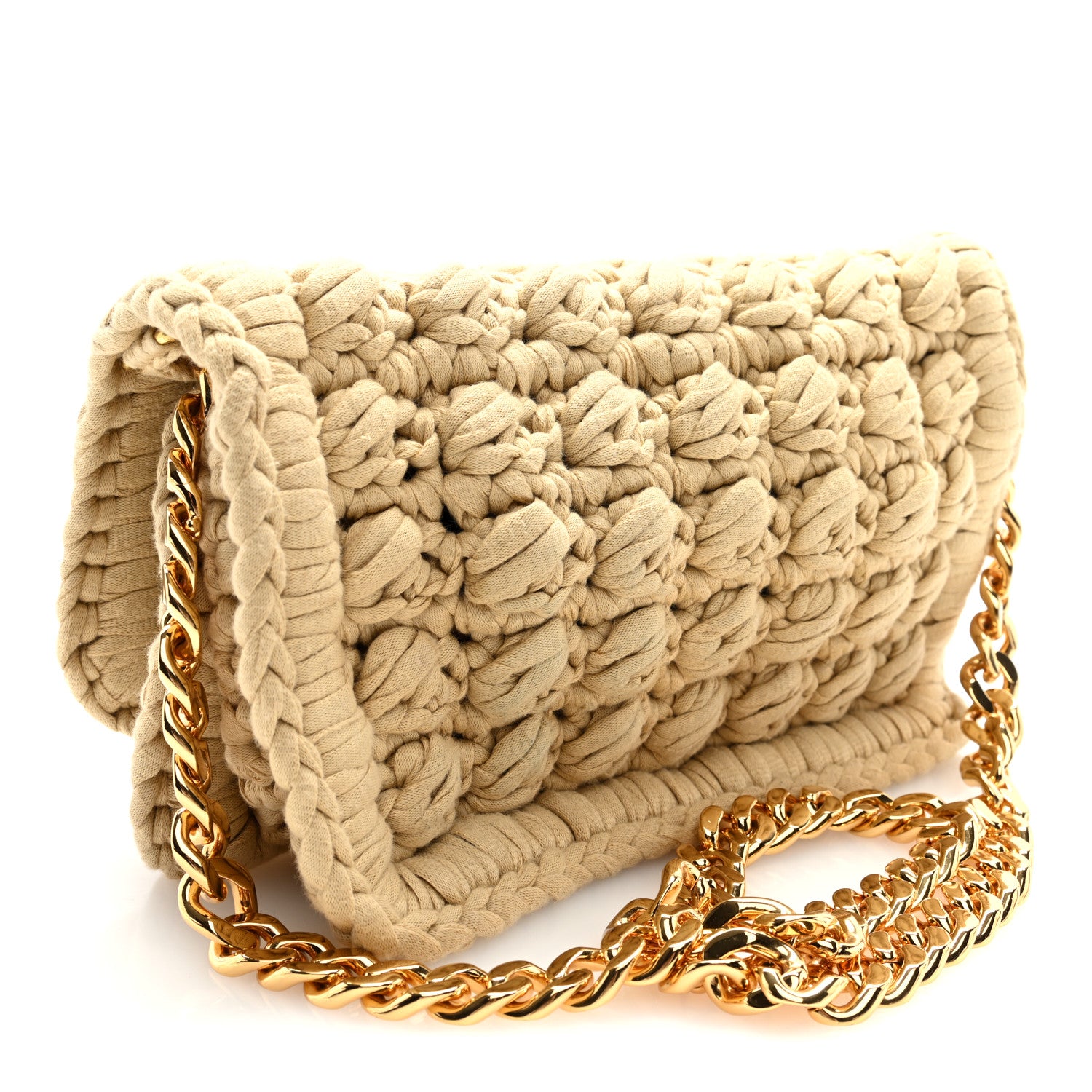 Bottega Veneta Jersey Crochet Shoulder Bag Cane Sugar 3 of 9