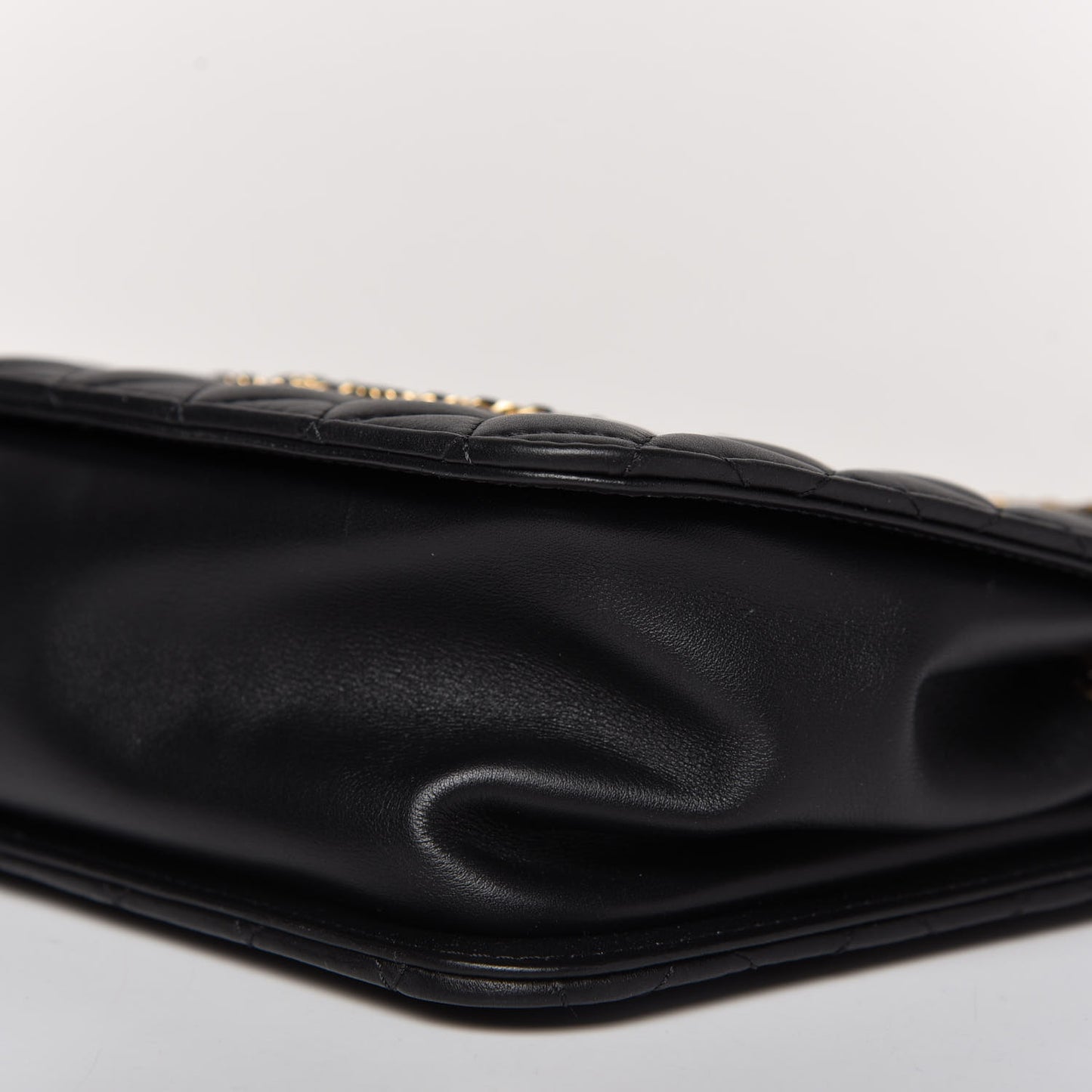 Calfskin Quilted CC Chain Accordion Tote Black