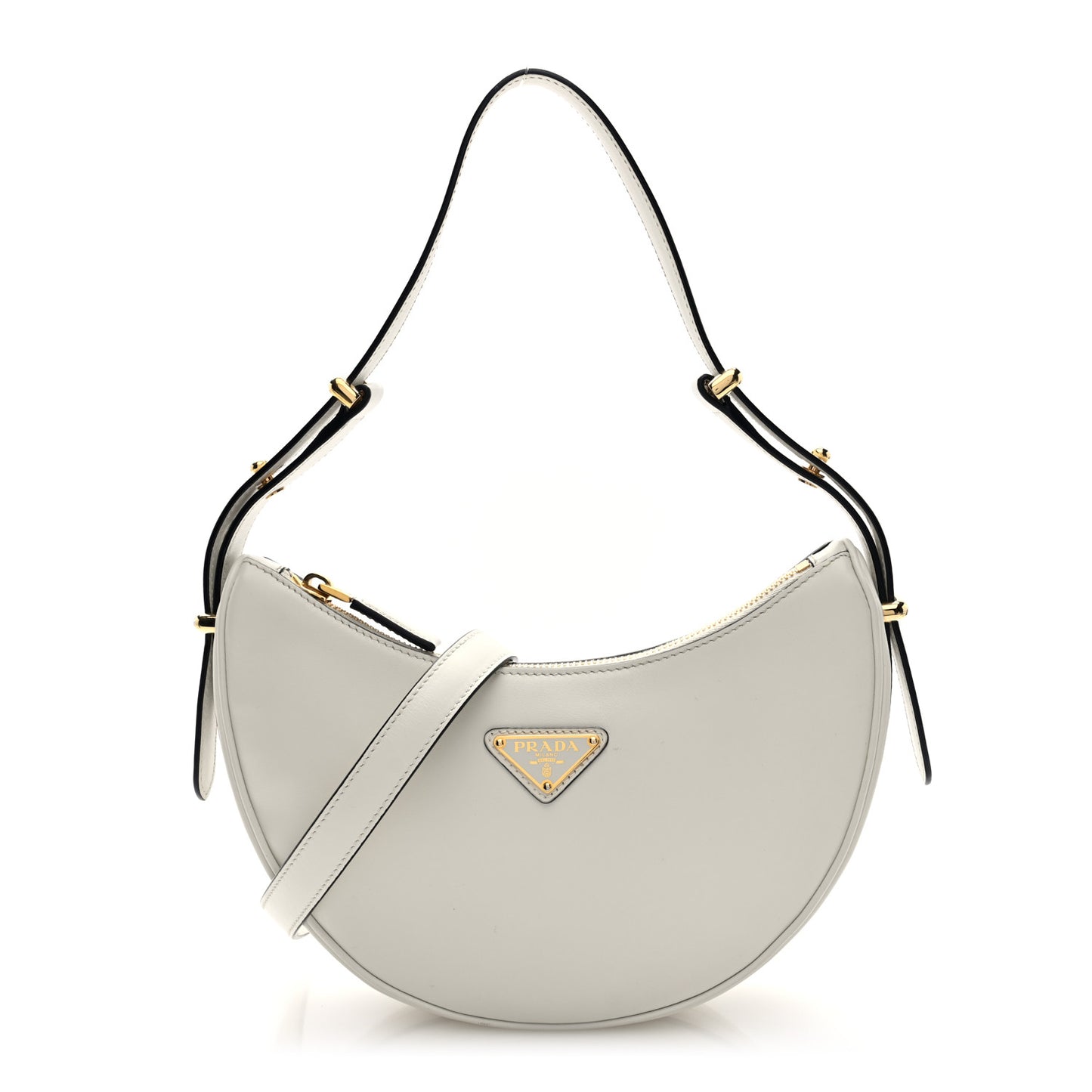 Soft Calfskin Arque Shoulder Bag White