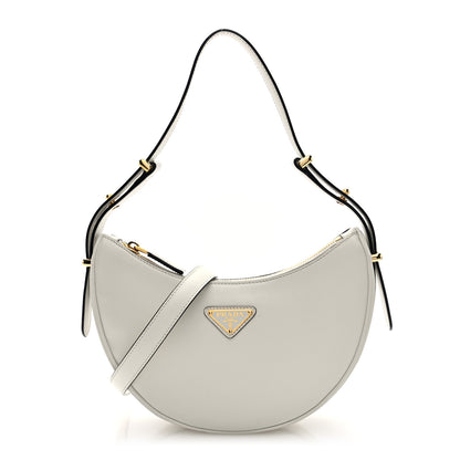 Prada Soft Calfskin Arque Shoulder Bag White 1 of 9