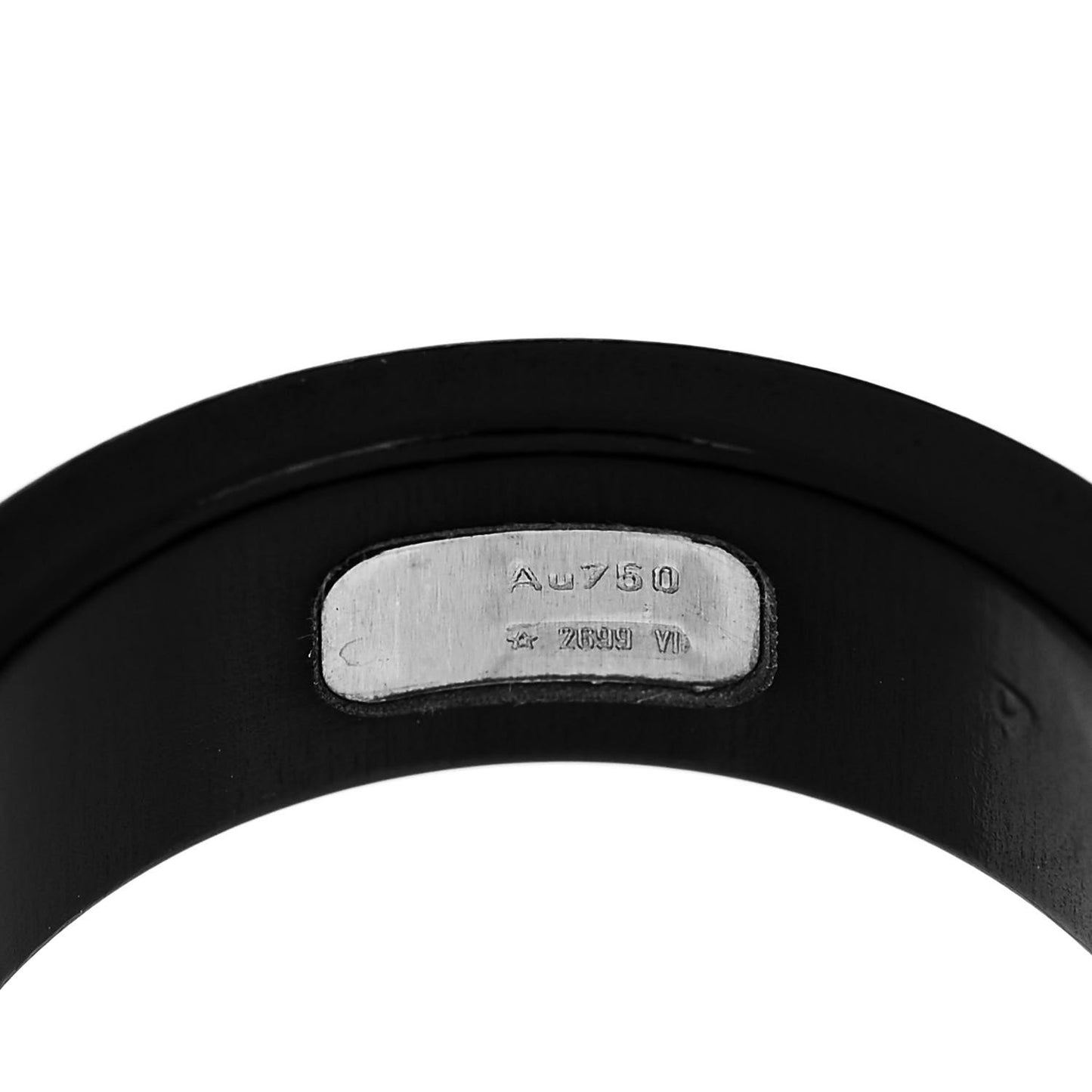 Black Synthetic Corundum 18K White Gold 7mm Icon Band Ring 57 8