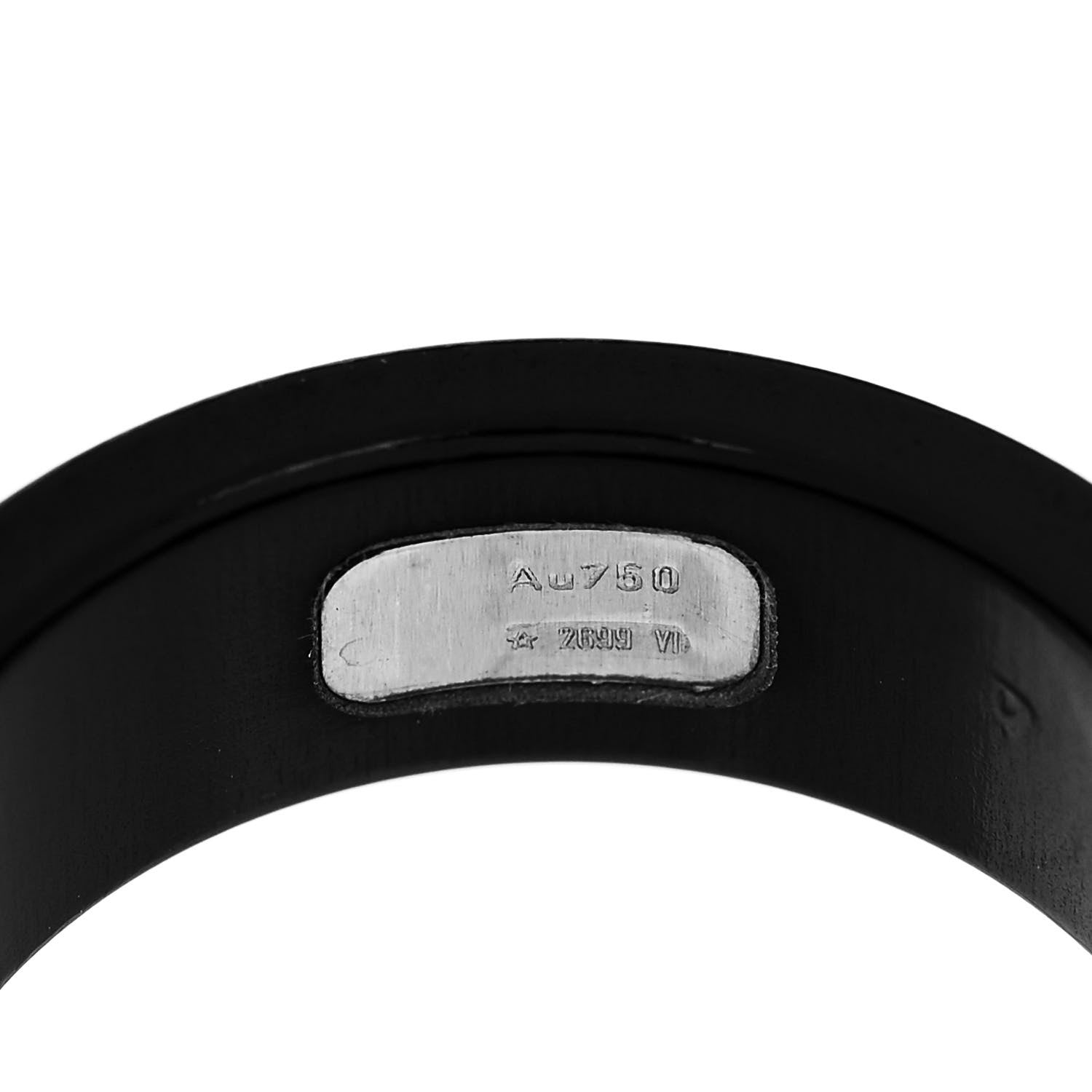 Gucci Black Synthetic Corundum 18K White Gold 7mm Icon Band Ring 57 8 4 of 8