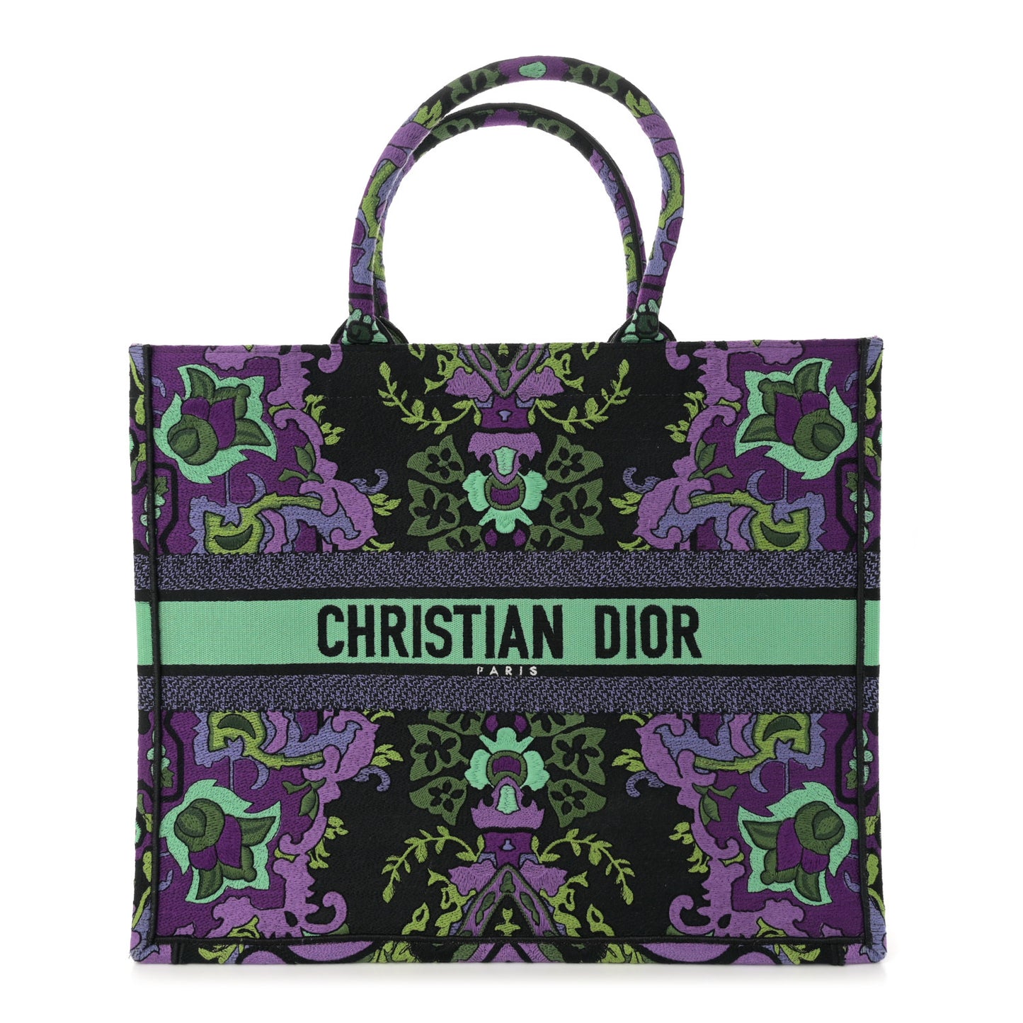 Canvas Embroidered Large Indian Purple Book Tote Multicolor