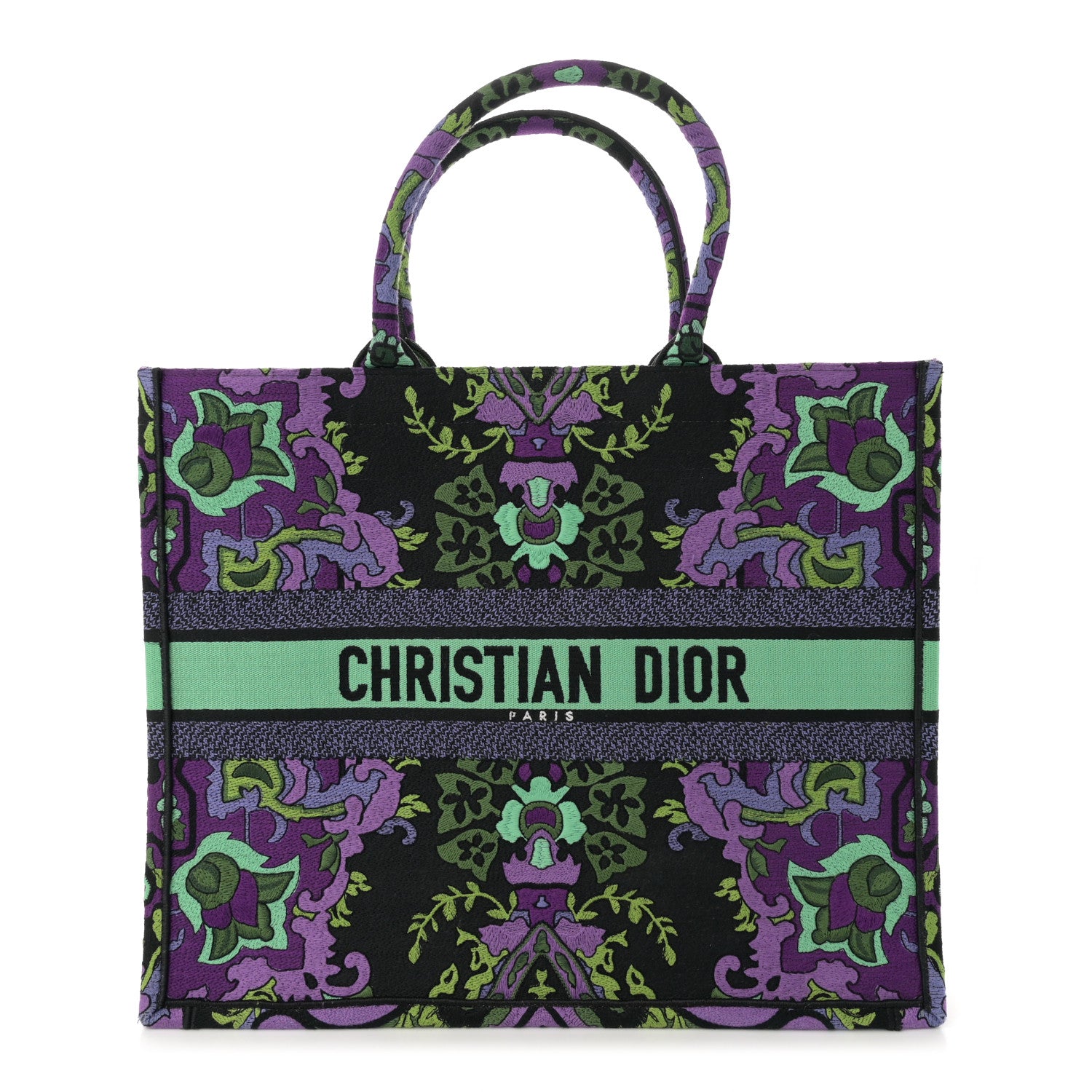 Christian Dior Canvas Embroidered Large Indian Purple Book Tote Multicolor 1 of 11