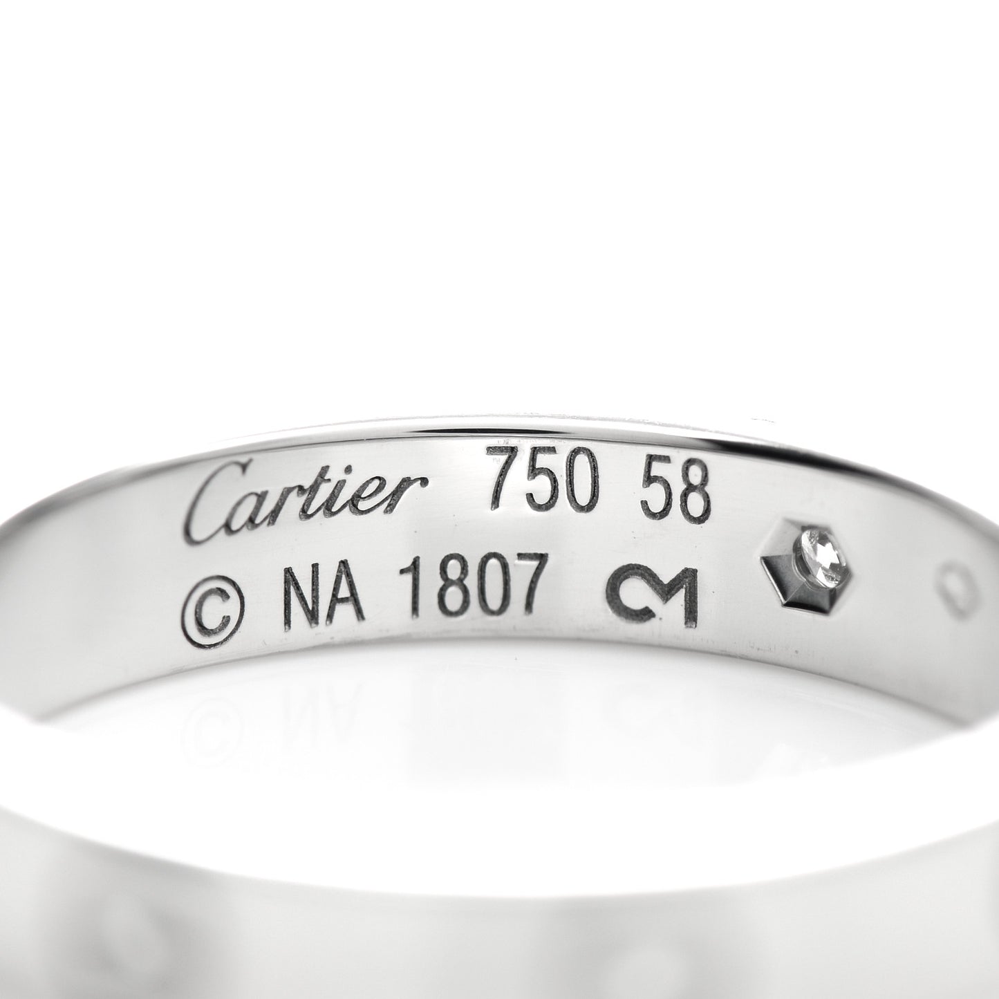 18K White Gold Diamond 4mm LOVE Wedding Band Ring 58 8.25
