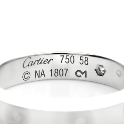Cartier 18K White Gold Diamond 4mm LOVE Wedding Band Ring 58 8.25 4 of 5