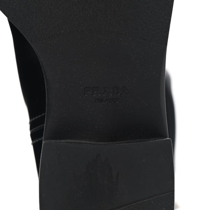 Prada Spazzolato Re-Nylon Metal Triangle Logo Pouch Pocket Tall Boots 38 Black 6 of 7